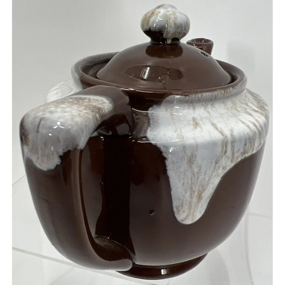 Vintage Brown Drip Glaze Ceramic Teapot MCM Grannycore‎ Made In Japan